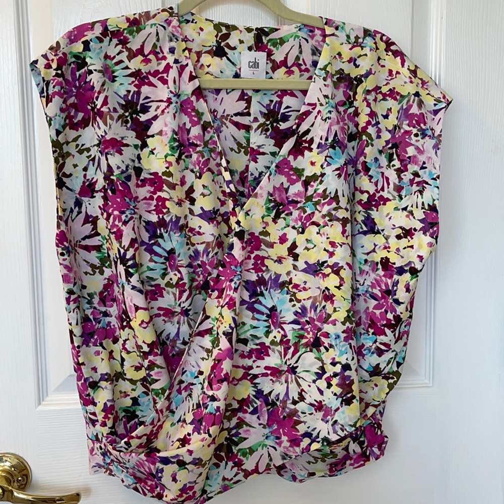 Cabi Eden floral wrap blouse